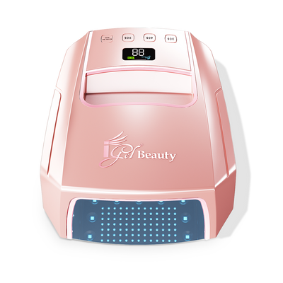 front view of Rose Gold 3.0 Wireless Hybrid UV/LED Lamp by iGel Beauty