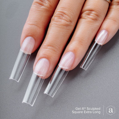hands wearing Sculpted Extra Long Square 2.0 Gel-X Tips by Apres