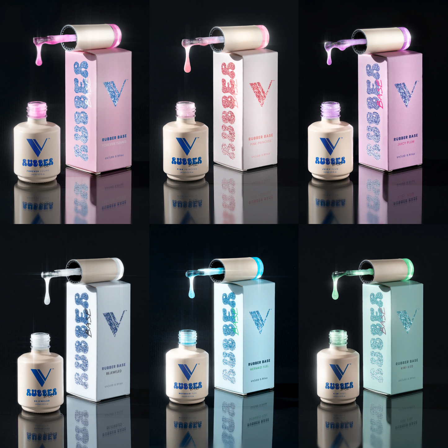 V Beauty Pure Glitter Addiction Rubber Base Collection - 6 Colors