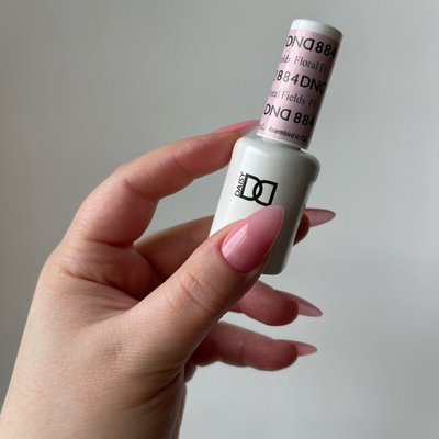 finger wearing DND Gel Polish - 884 Floral Fields