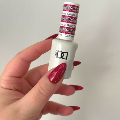 hands wearing DND Gel Polish - 901 Berry Quartz