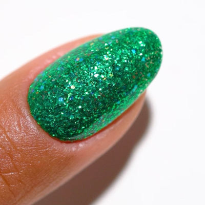 finger wearing DND Gel Polish - 908 Green Aura