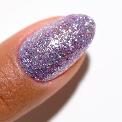 finger wearing DND Gel Polish - 912 Lavender Aura