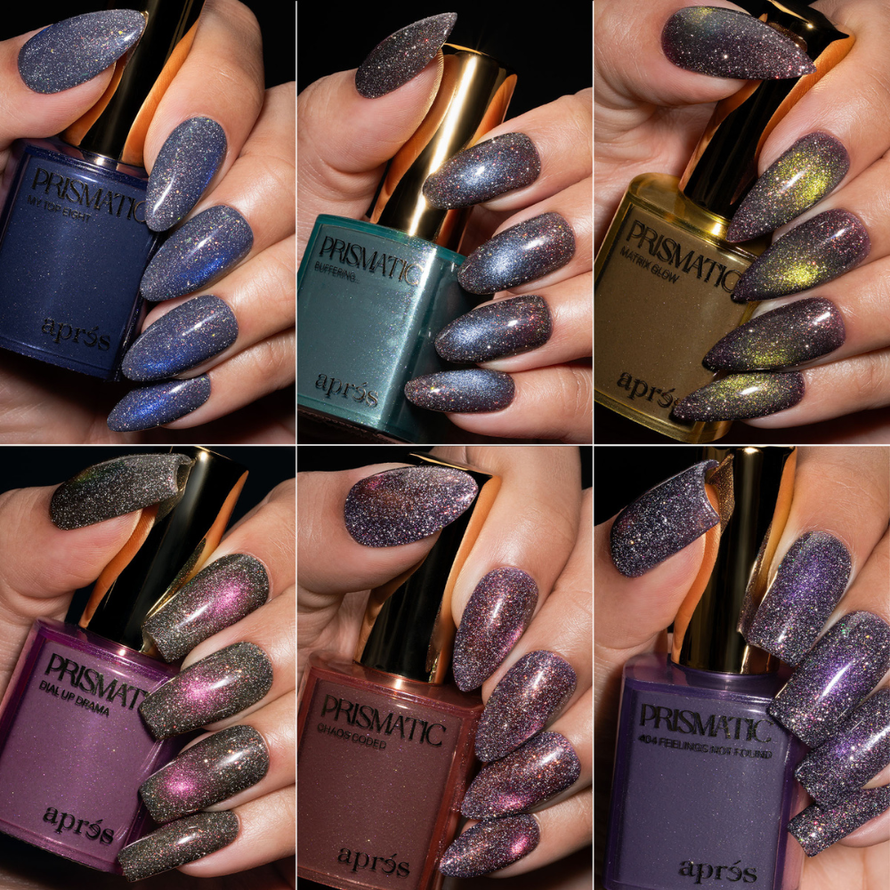 Apres Prismatic Gel Flash Glitter Collection - 6 Colors bottles