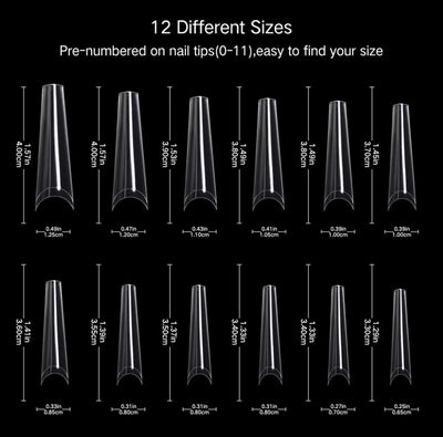 Sizes of XL Coffin Tipbox 480pc by Notpolish