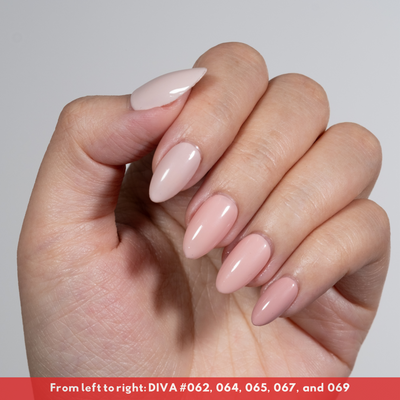 hands wearing DND Diva 064 Beige Sand