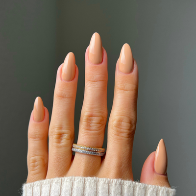 hands wearing DND Diva Chai Latte