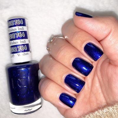 hands wearing DND Gel Polish 764 Indigo Wishes