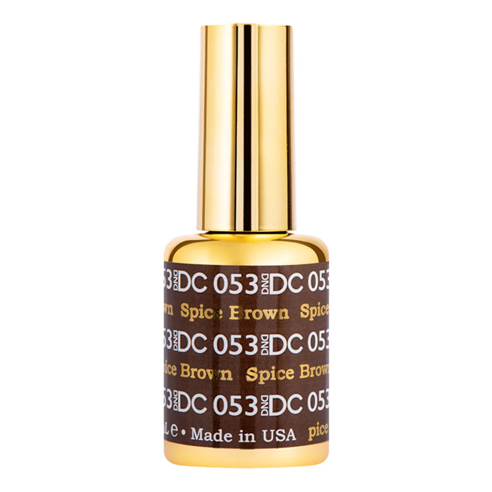 gel bottle of DND DC Gel - 053 Spiced Brown
