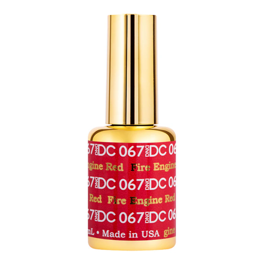gel bottle of DND DC Gel 067 Fire Engine Red