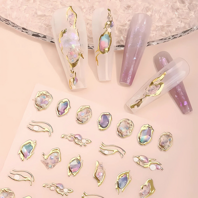 iridescent gemstone Ethereal Nail Art Stickers