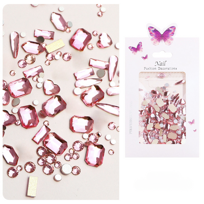 Glass Rhinestone Charm - Assorted Shapes Pink