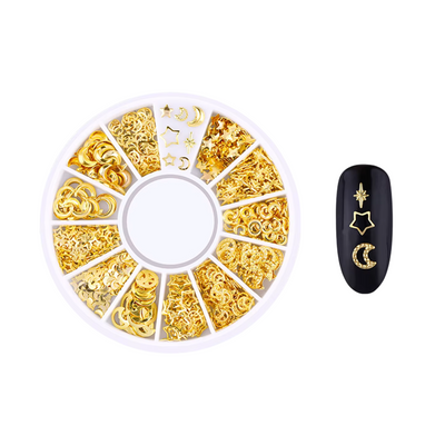 Gold Celestial Sun & Moon Nail Charms