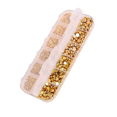 Gold Studs Crystal 12 Grid Box