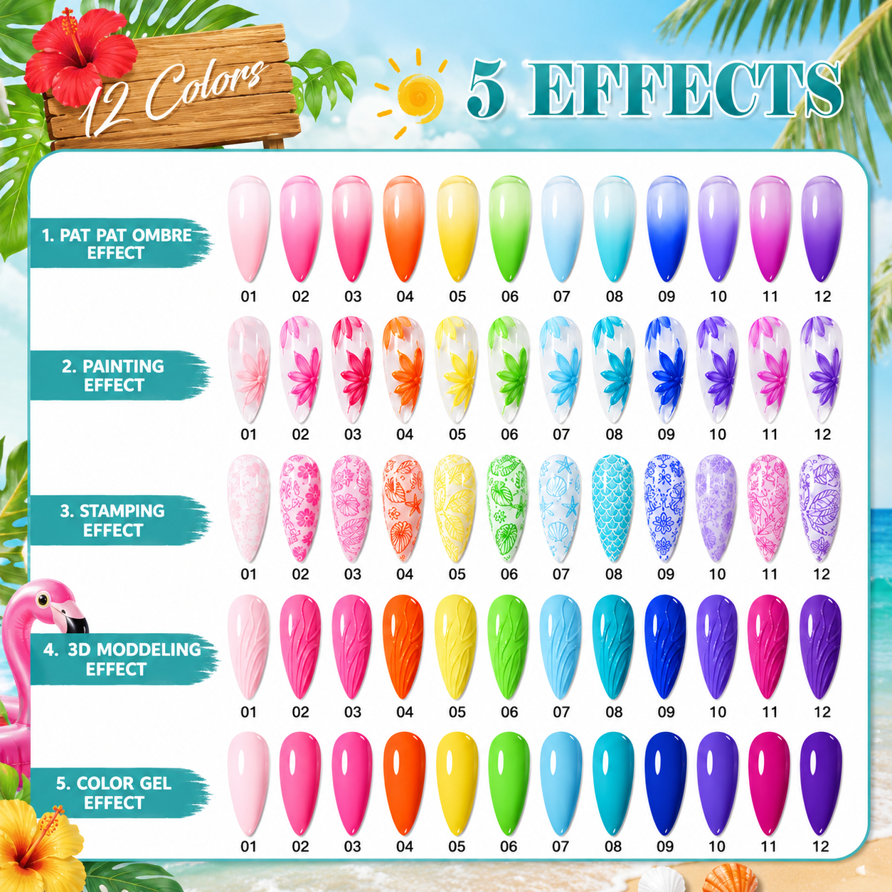 Halo Pat Pat Gel Art Palette - Summer Fun Collection