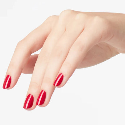 hands wearing L72 OPI Red Intelli-Gel Trio by OPI