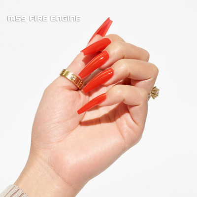 hands wearing Notpolish Gel Polish Duo Fire Engine