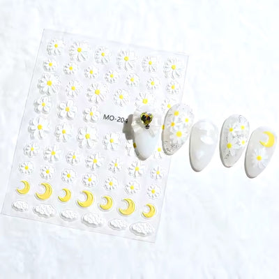 Daisy, Moon & Clouds (MO-204) I Nail Art Stickers