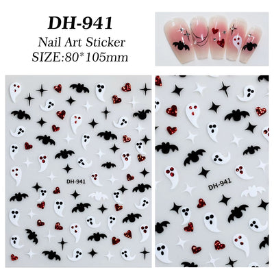 Nail Art Stickers - Halloween Love, Ghost & Bats (DH-941)