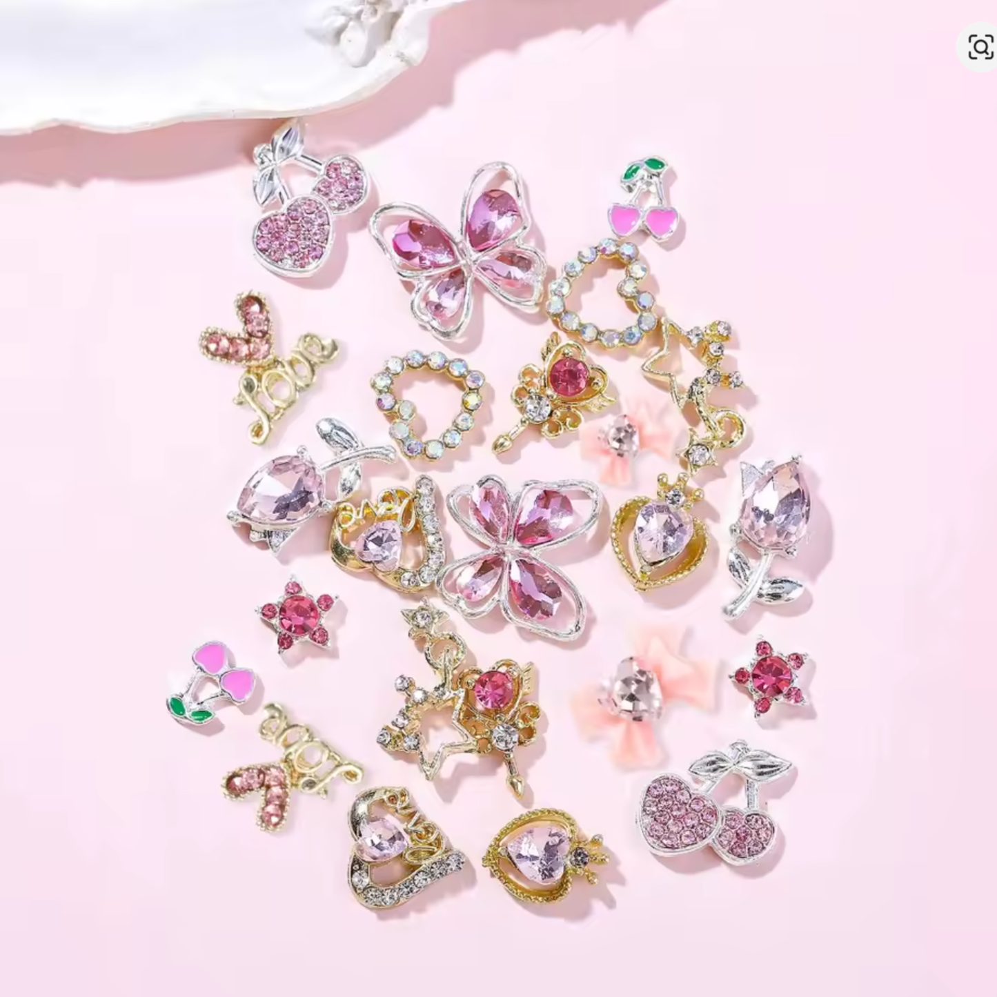 Nail Charms - Pretty in Pink, Gold & Silver pic 1
