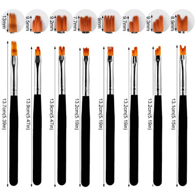 Petal Painting Gel Nail Art Brush 8pc Sizes