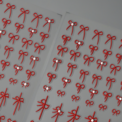 Nail Art Stickers - Red Pearl Bow (MJ5D-073) example