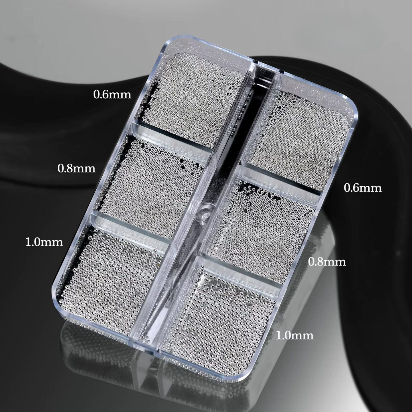 Nail Art Caviar Beads 6 Grid - Silver