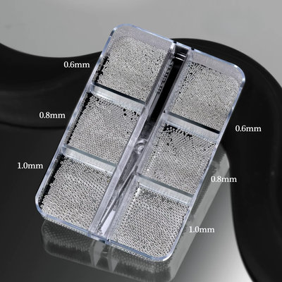 Nail Art Caviar Beads 6 Grid - Silver