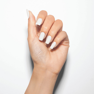 Hands wearing Sheek White Gel 15ml by Gelish