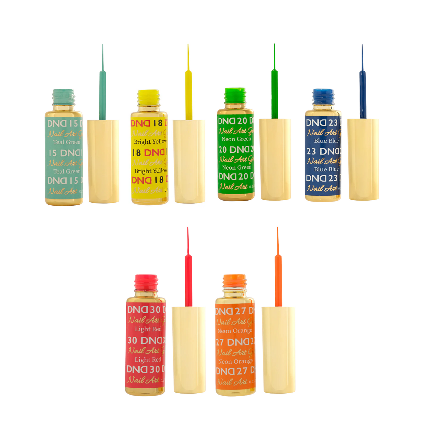 DND Nail Art Gel Liner 6pc Bundle - Neon