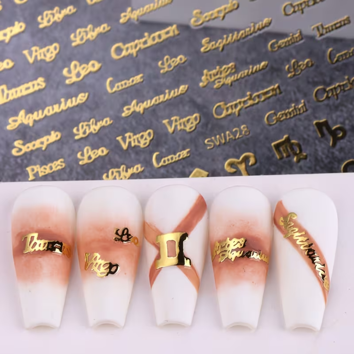 Nail Art Stickers - Astrology Horoscope Gold design