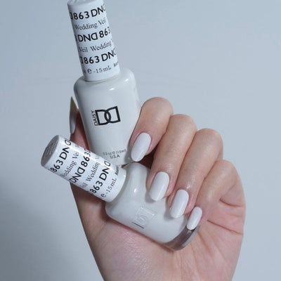 hands wearing DND Gel Polish 863 Wedding Veil