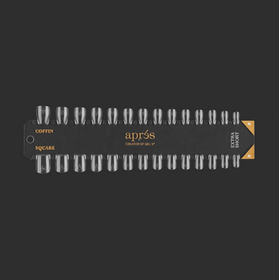 Apres Gel-X Tip Swatch: Natural Extra Short Coffin/Square dark