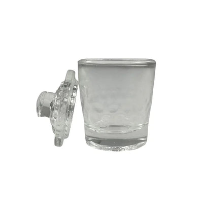 Small Clear Glass Circular Dappen Dish w/ Glass Lid