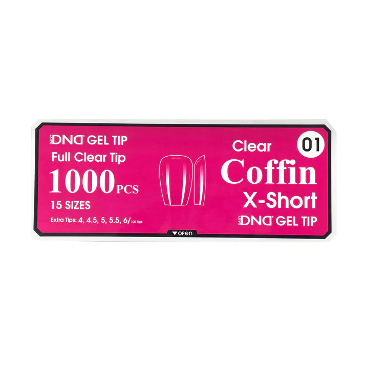 DND Clear Gel Tips 1000pc - #01 X-Short Coffin