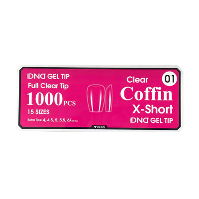 DND Clear Gel Tips 1000pc - #01 X-Short Coffin