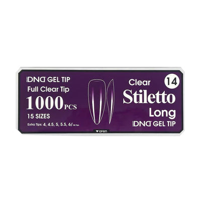 DND Clear Gel Tips 1000pc - #14 Long Stiletto