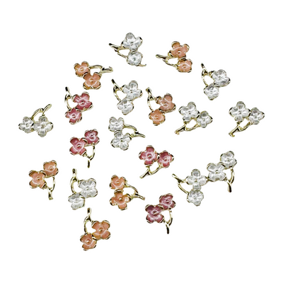 Pink & White Flower Nail Charms