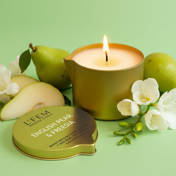 L'Fem Massage Candle 8oz - English Pear & Freesia
