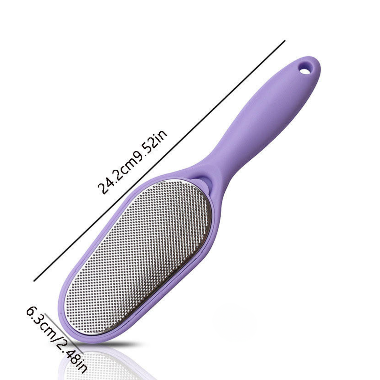 Stainless Steel Double-sided Foot File - Purple measurements