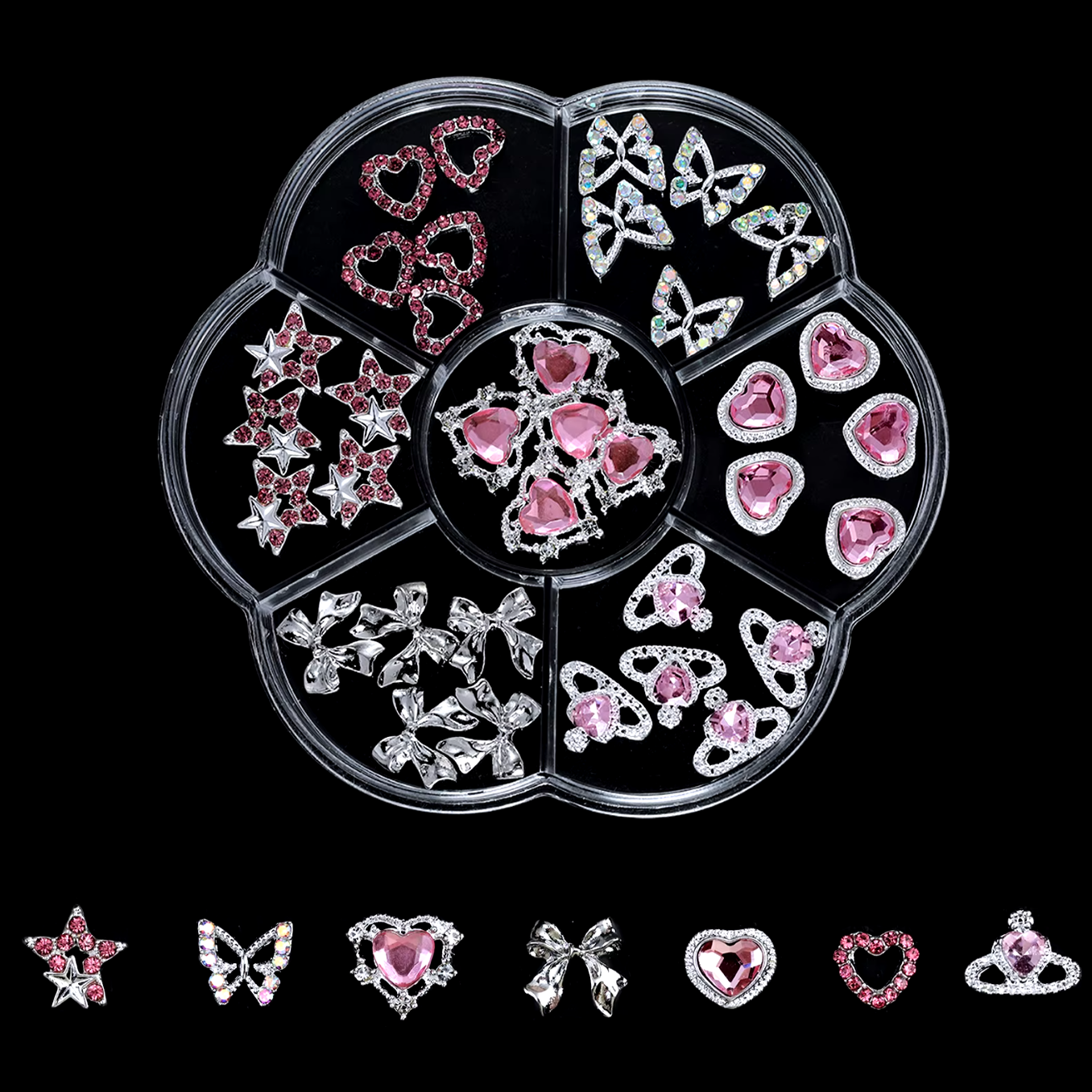 15 Stück Mini Schmetterling Nail Charms – Zirkon Strass In Weiß, Rosa, Champagner, Für Nail Art