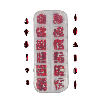 Red Rhinestones Assorted Art 12pc