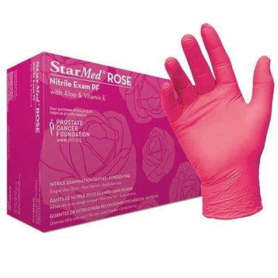 StarMed Rose Pink Nitrile Gloves Medium