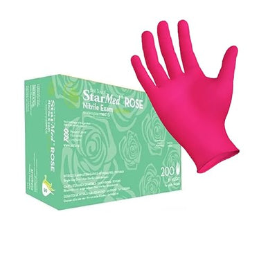 StarMed Rose Pink Nitrile Gloves Small