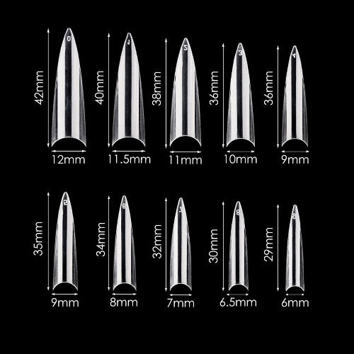 Cre8tion Premade Clear Tipbox - 02 Long Stiletto (600pc)