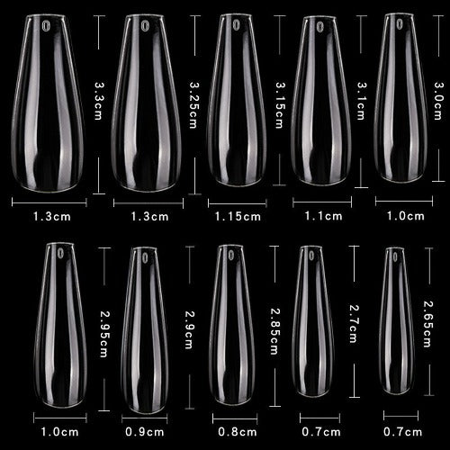 Cre8tion Premade Clear Tip Box - 06 Long Coffin (600pc)