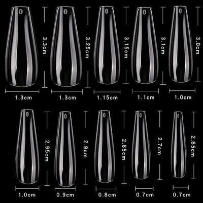 Cre8tion Premade Clear Tip Box - 06 Long Coffin (600pc)