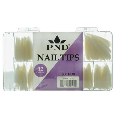 PND Premade Natural Tip Box - 12 Wide Stiletto