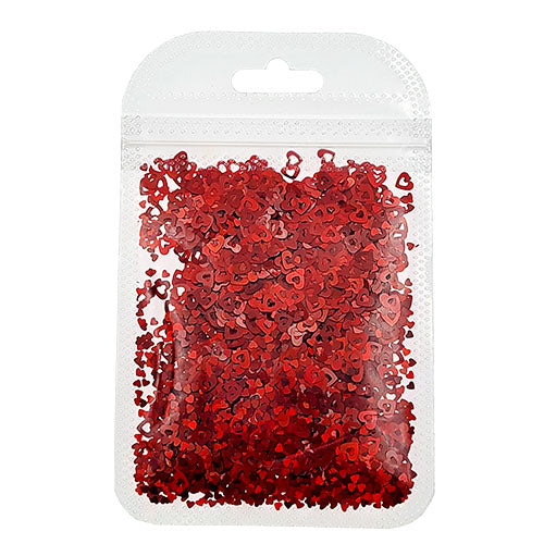 Nail Art - Holo Hearts Sequins Single - Red
