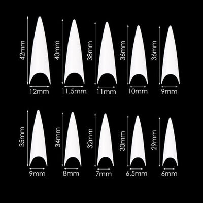 Cre8tion Premade Natural Tip Box - 02 Long Stiletto (600pc)